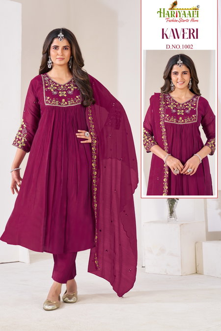 Kaveri By Hariyaali Mal Chanderi Kurti With Bottom Dupatta Exporters In India

